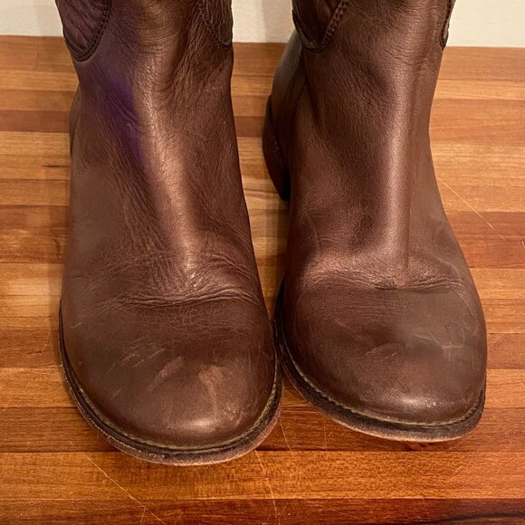 Frye Paige Tall Brown Leather Pull On  Riding Boots Women's Size 7.5B - Picture 5 of 13
